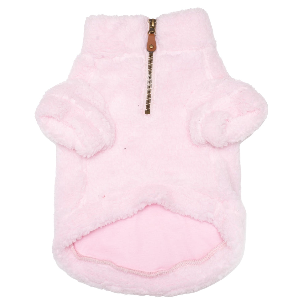 Solid Plush Fleece Dog Pullover Front in Pink by Fetch Shops