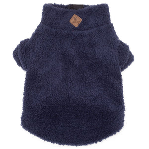 Solid Plush Fleece Dog Pullover in Navy Back by Fetch Shops