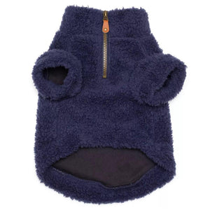 Solid Plush Fleece Dog Pullover in Navy Front by Fetch Shops