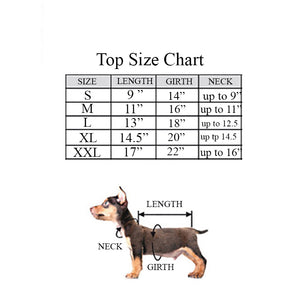Your Royal Harness Dog Top Size Chart by Fetch Shops