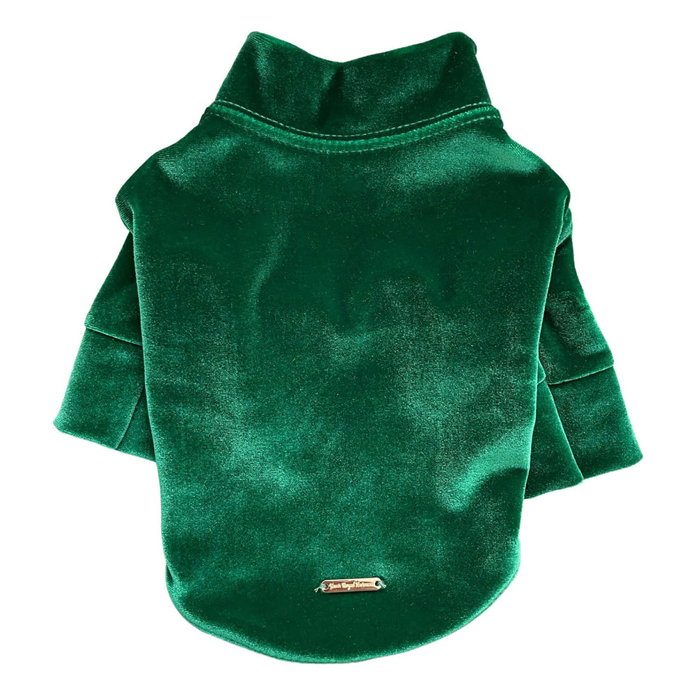 Velour Holiday Long Sleeve Dog Top in Green by Fetch Shops