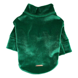 Velour Holiday Long Sleeve Dog Top in Green by Fetch Shops